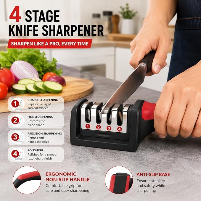 Premium 4-Stage Multi-Function Kitchen Knife Sharpener (G)