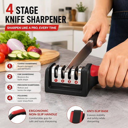 Premium 4-Stage Multi-Function Kitchen Knife Sharpener (G)