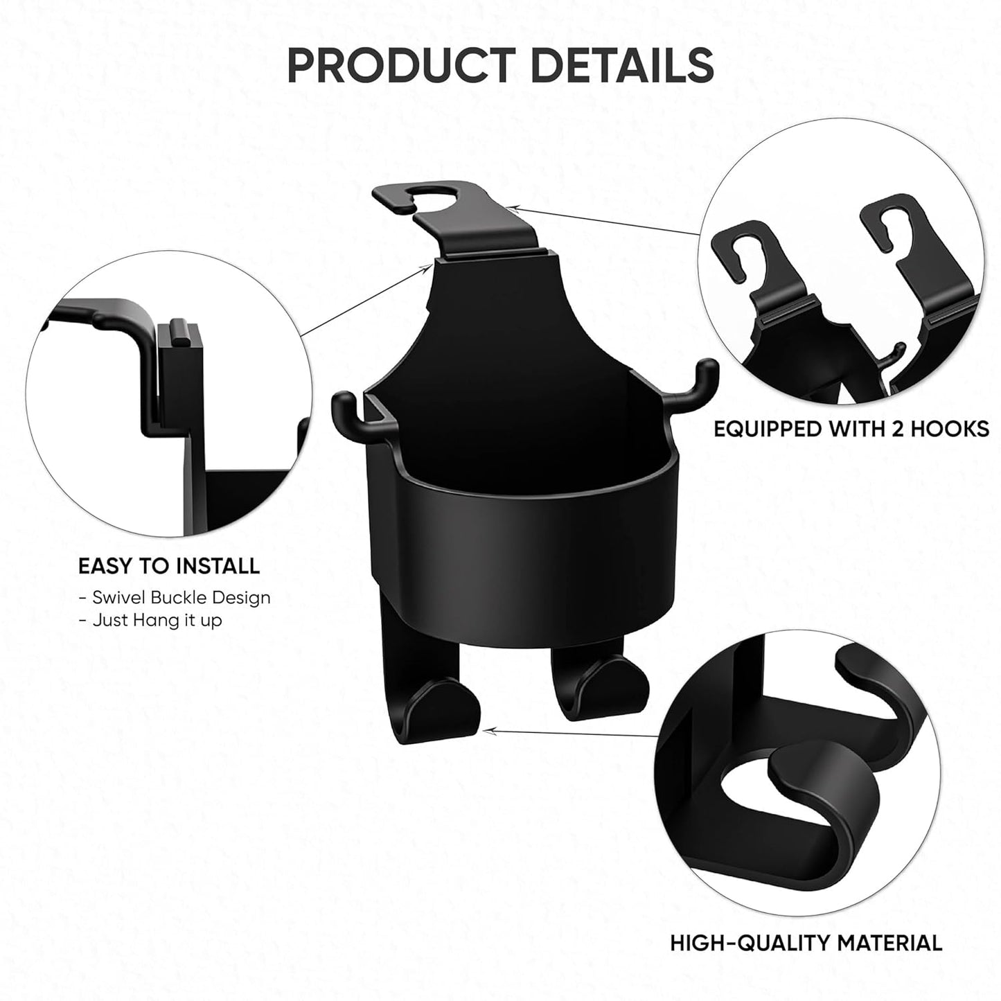 Car Seat CUP Holder & Phone Hook Organizer (Premium)