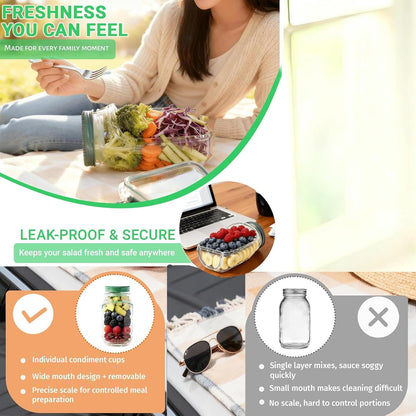 Leak Proof Salad Jar with Side Opening & Lid (G)