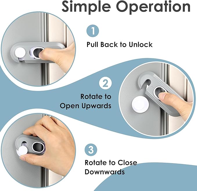 Child Safety Lock for Refrigerator Cabinet & Cupboard - Adhesive Baby Proof Lock