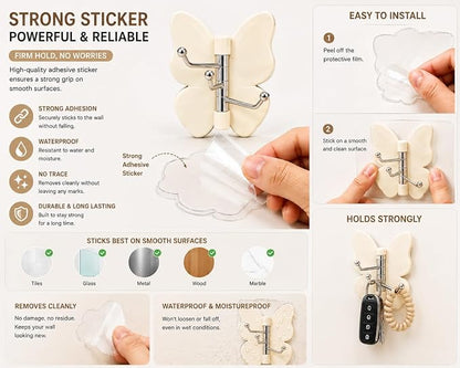 Premium Butterfly Adhesive Wall Hooks -180°Rotating
