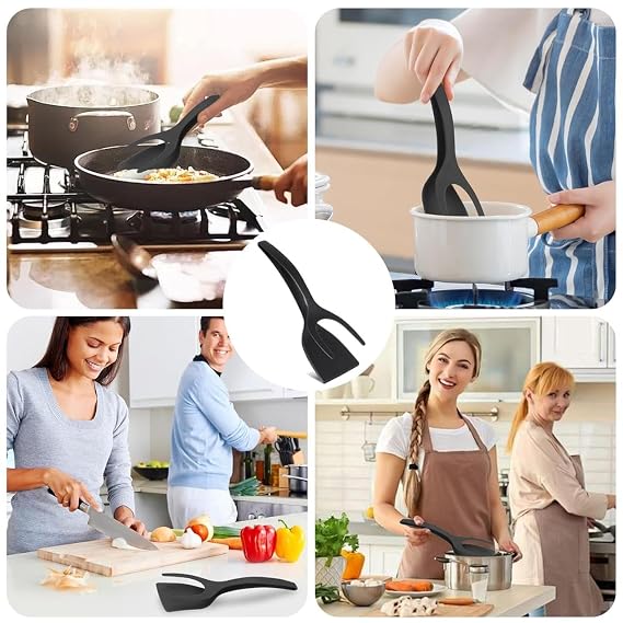 Non Stick Silicone 2 In 1 Grip and Flip Kitchen Spatula (G)