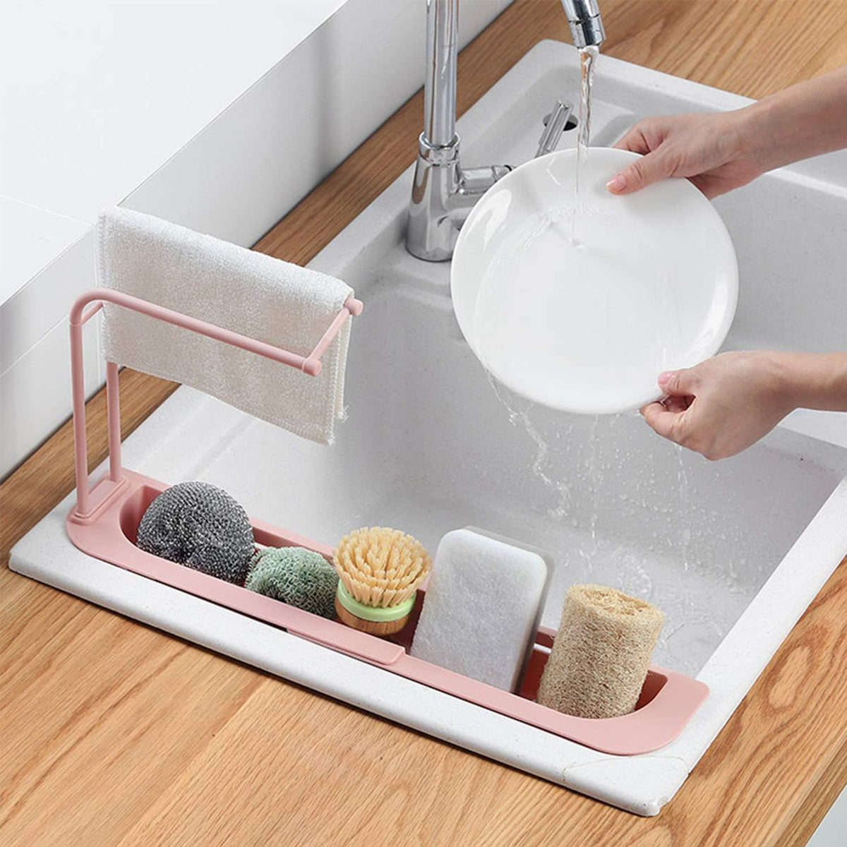 Adjustable Telescopic Sink Storage for Kitchen Accessories (G)