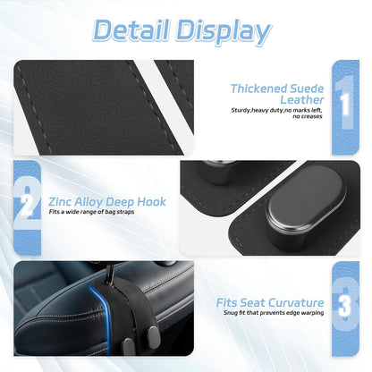 Premium Leather Car Seat Hooks – Stylish Car Organizer