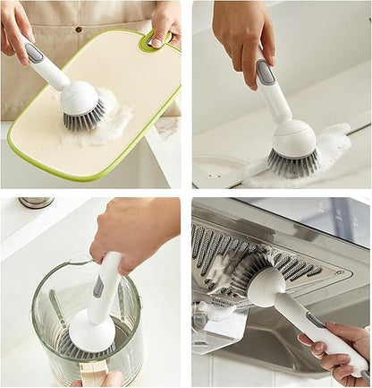 Heavy Duty Dish Scrubber with Soap Dispenser | 360° Rotating (G)
