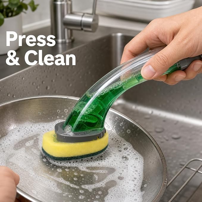 Heavy Duty Soap Dispensing Brush  – Easy Kitchen Cleaning