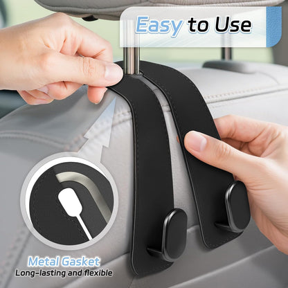 Premium Leather Car Seat Hooks – Stylish Car Organizer