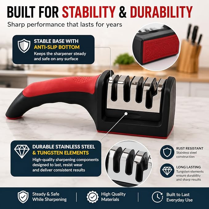Premium 4-Stage Multi-Function Kitchen Knife Sharpener (G)