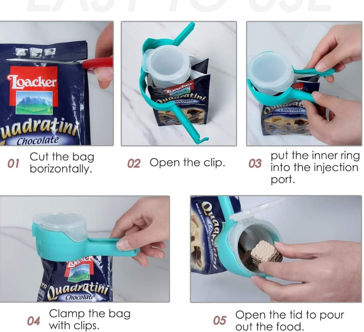 2-in-1 Food Bag Pouring & Sealing Clip