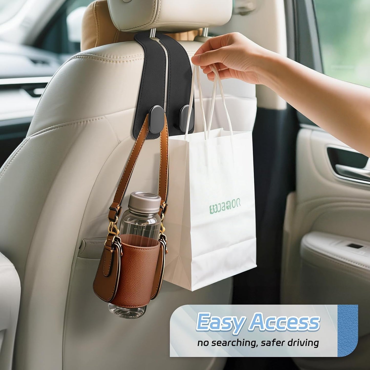 Premium Leather Car Seat Hooks – Stylish Car Organizer