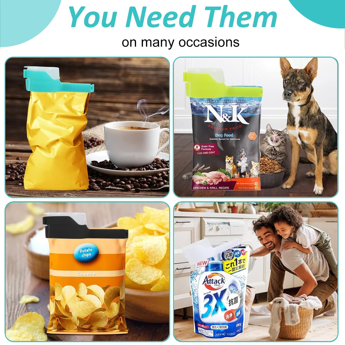 2-in-1 Food Bag Pouring & Sealing Clip