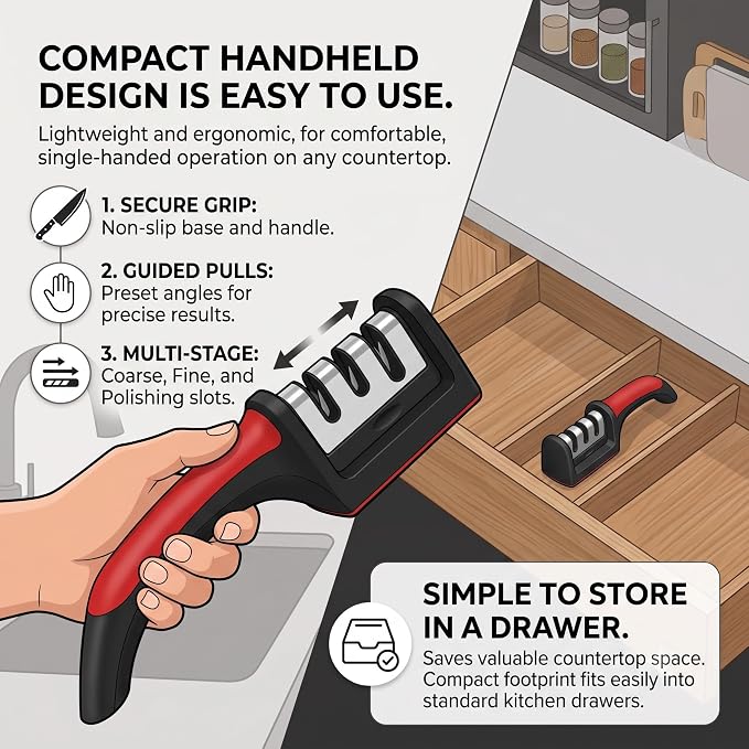 Premium 4-Stage Multi-Function Kitchen Knife Sharpener (G)