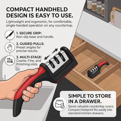 Premium 4-Stage Multi-Function Kitchen Knife Sharpener (G)