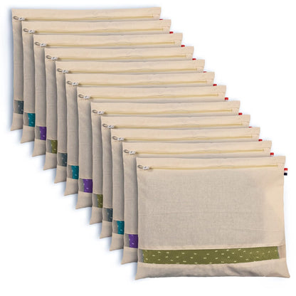 Cotton Saree Storage Cover with Mesh Window & Zip Closure