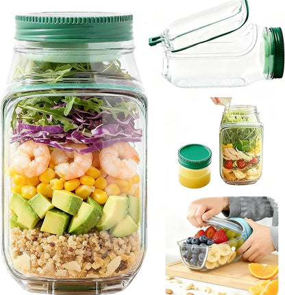 Leak Proof Salad Jar with Side Opening & Lid (G)