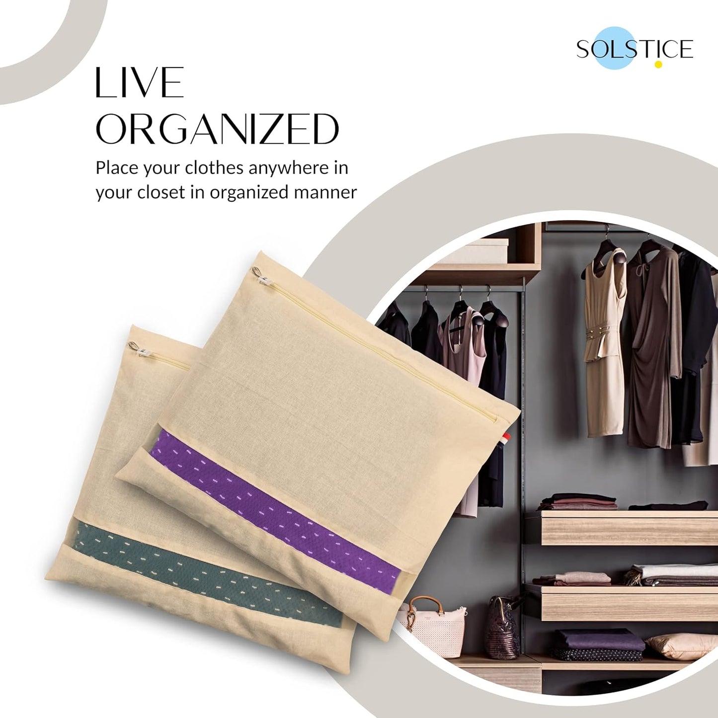 Cotton Saree Storage Cover with Mesh Window & Zip Closure