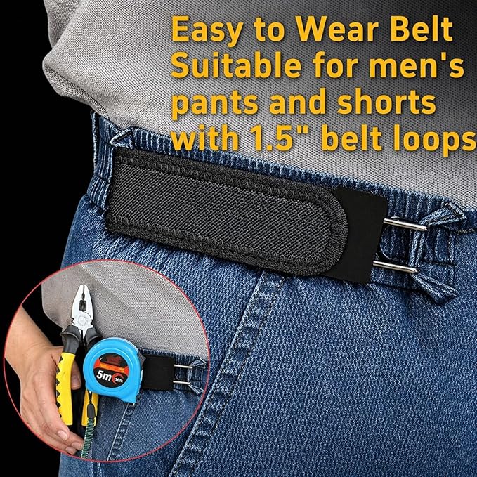 Buckleless Elastic Waist Belt with Metal Hook Adjustable Stretch