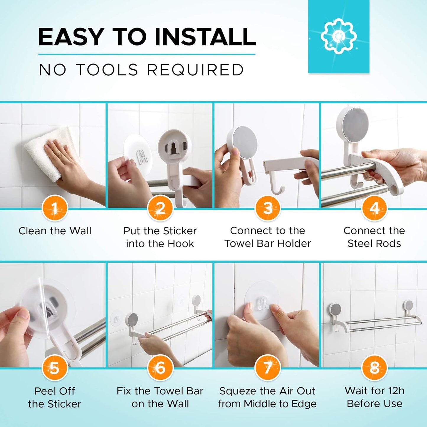 Self Adhesive Towel Holder Bar for Bathroom & Kitchen (G)
