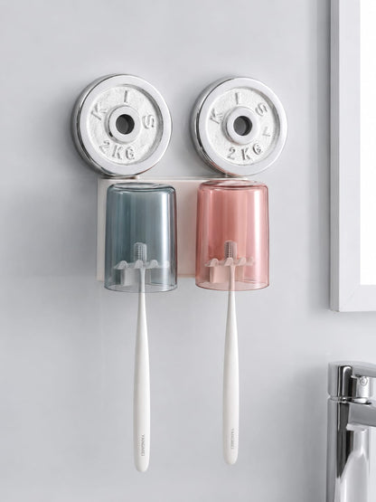 Double Cup Wall Mounted Toothbrush Organizer