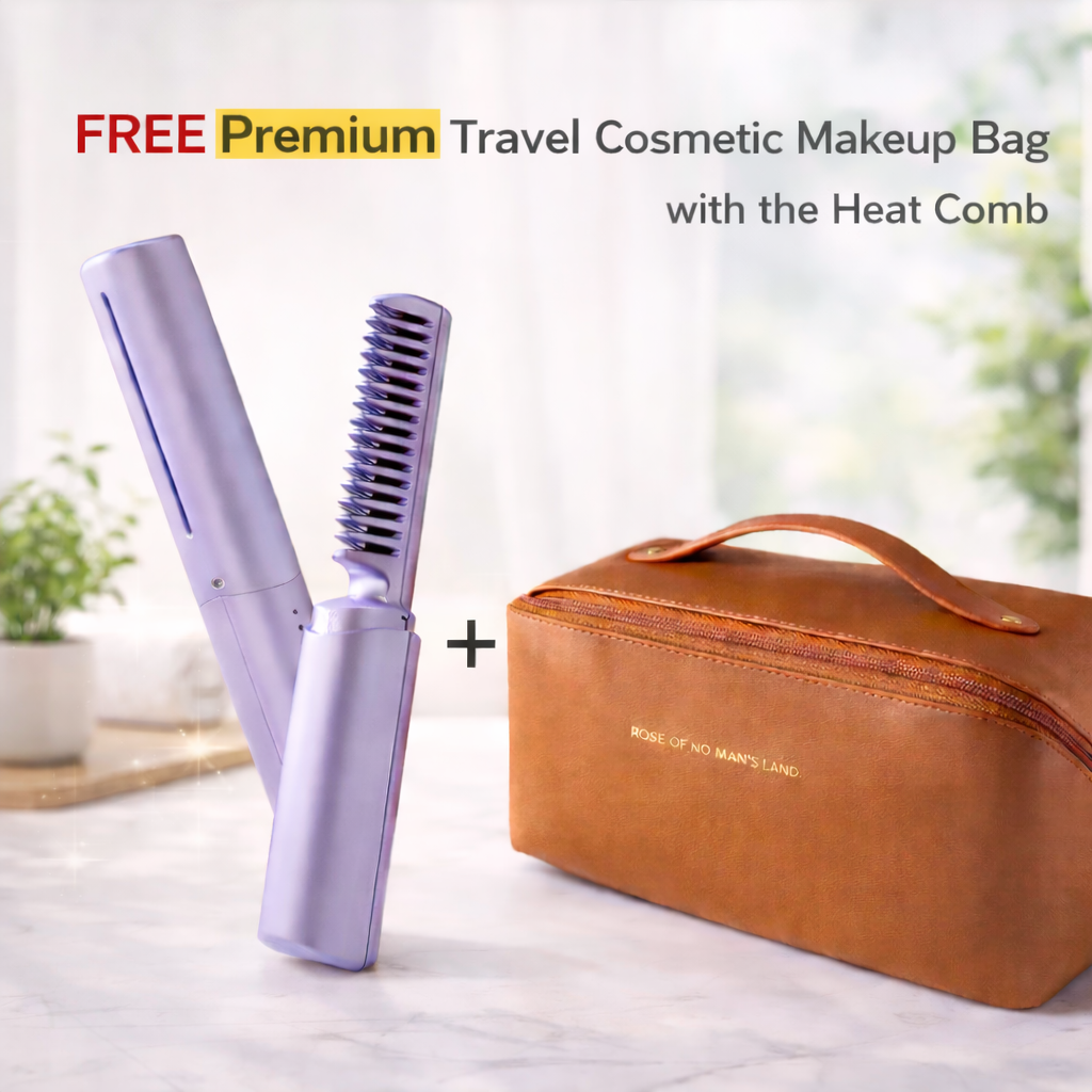 2 in 1 Rechargeable Hair Straightener + Comb [FREE Premium Makeup Bag]