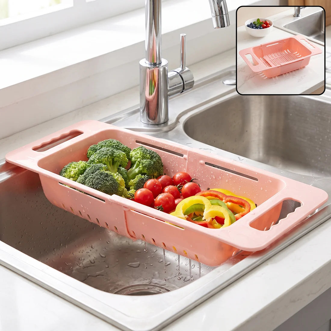 Adjustable Over The Sink Drain Basket - Premium Quality