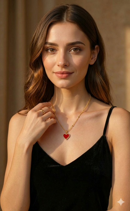 Red Heart Stone Necklace