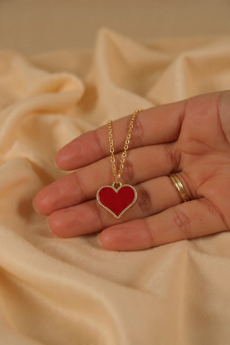 Red Heart Stone Necklace