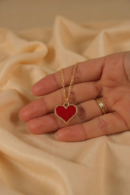 Red Heart Stone Necklace