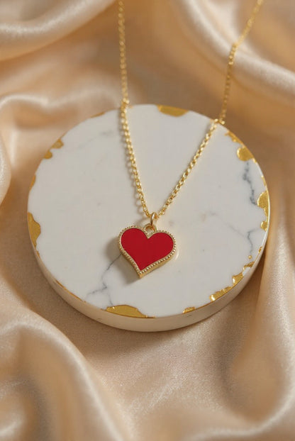 Red Heart Stone Necklace