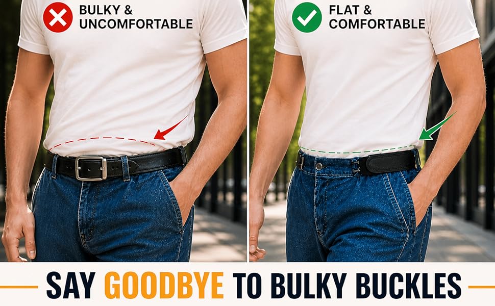 Buckleless Elastic Waist Belt with Metal Hook Adjustable Stretch